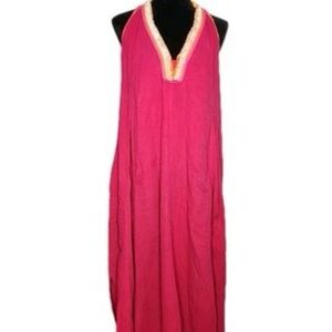 Magaschoni Fuchsia Halter-Style Maxi with Trim